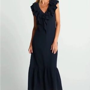 Sundays SNDYS Kinsley Black Gauze Ruffle Maxi